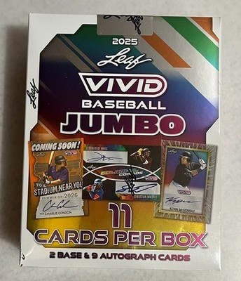 2025 LEAF VIVID BASEBALL JUMBO HOBBY BOX - 9 AUTO'S!!  FACTORY SEALED