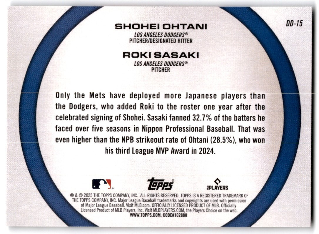 2025 Topps Series Two Dynamic Duos Shohei Ohtani/Roki Sasaki