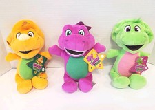 New Barney s World Plush Lot Barney Purple Dinosaur Baby Bop Billy 2024 Mattel