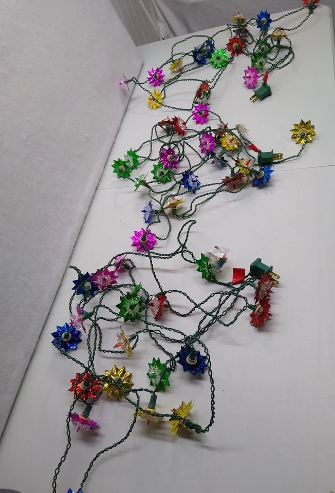 Luces de Navidad con cubiertas de luz reflectantes atómicas/estrellas transparentes - 3 cuerdas 45 pies Foto 2 de 4