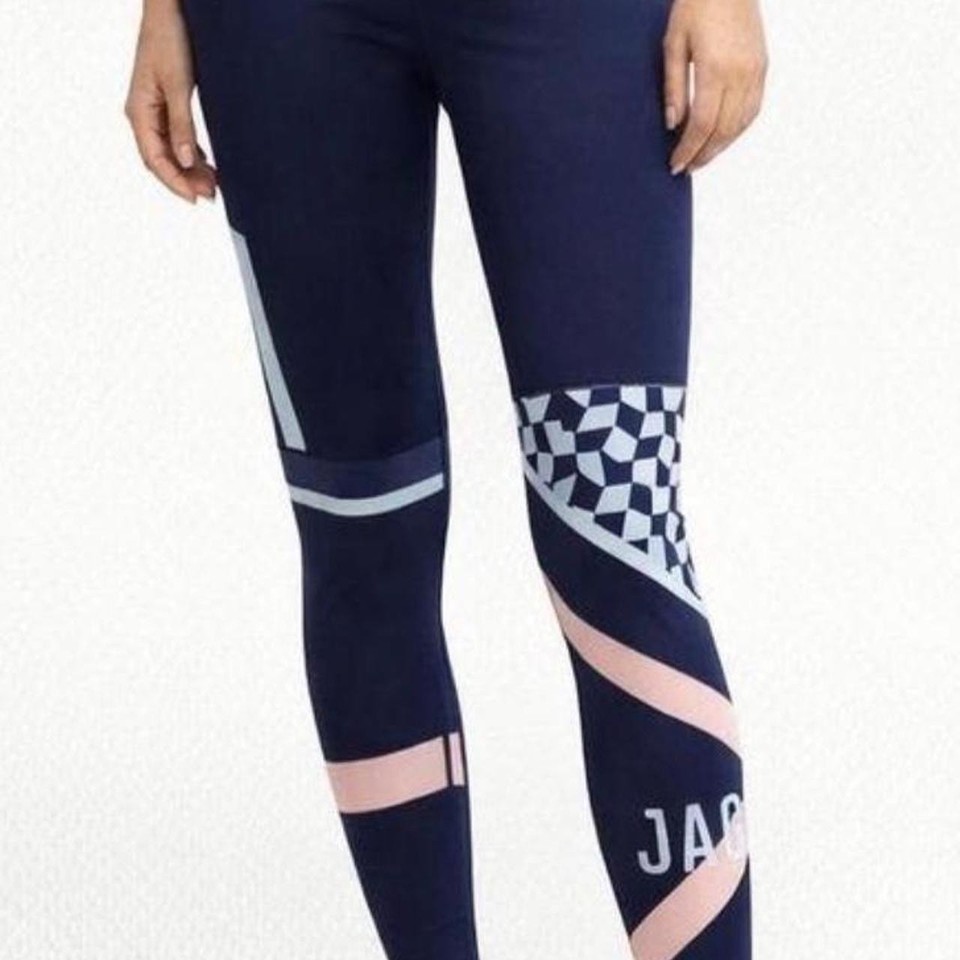 JAGGAD Navy Colourblock 7/8 Gym Leggings S