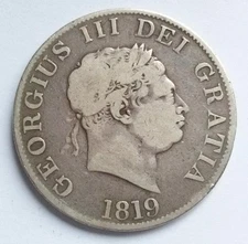 1819 Half Crown Silver Coin King George III Near Fine Condition