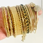 Vintage & Modern Gold Tone Costume Jewellery Bulk Bangle Lot 18 x Bangles