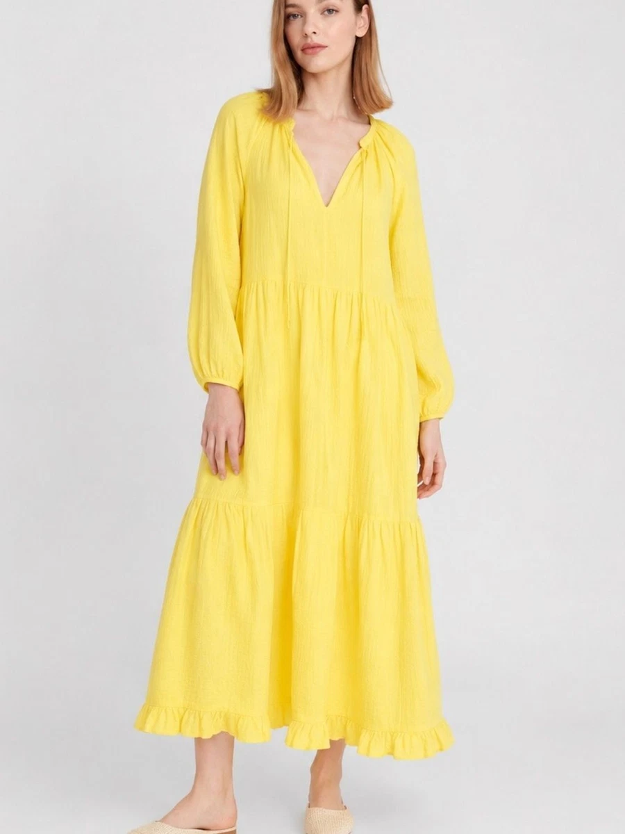 j crew yellow maxi dress J.crew Tiered maxi dress in stripe