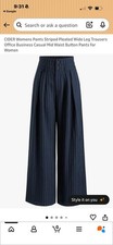 Cider Striped Pleated Wide Leg Trouser Navy Pinstripe XS NIB