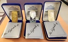 1973 Tribute John F Kennedy Silver, 24Kt On Silver & Bronze Bars Original Cases