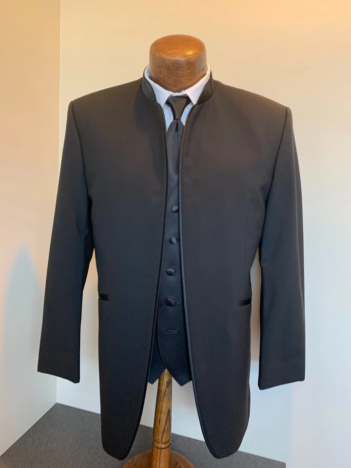 Chaqueta Esmoquin Cuello Mandarín NEGRO MIRAGE con Opciones de Pantalón - Varias Tallas Foto 3 de 4