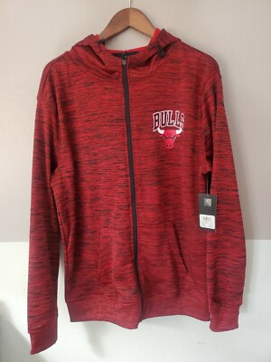 New Chicago Bulls Hoodie Sweater / Track Jacket Red Black Men's Size Medium