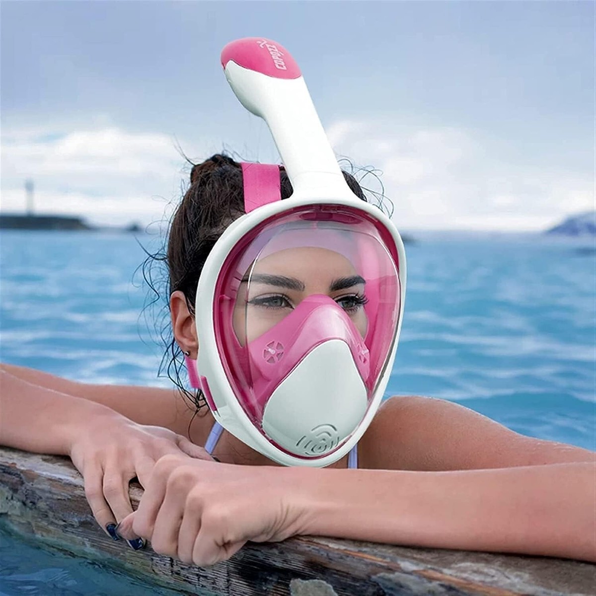 RaboSky Snorkel Mask Pink/White sz L/XL