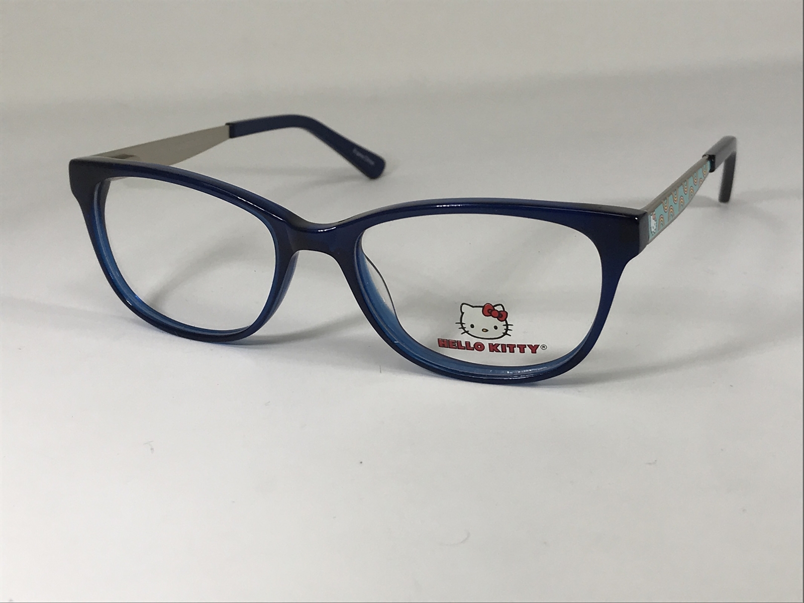 HELLO KITTY HK309-3 NOS Girls Youth Navy Blue Crystal Eyeglasses Frame 45-15-135