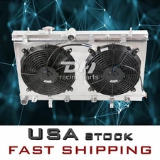 2 Row Aluminum Radiator+Shroud&2x12''Fans For 02-07 Subaru Impreza WRX STI GG/GD