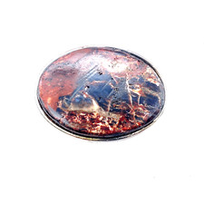 Vintage Moss Jasper Agate Gold Tone Belt Buckle Made in USA