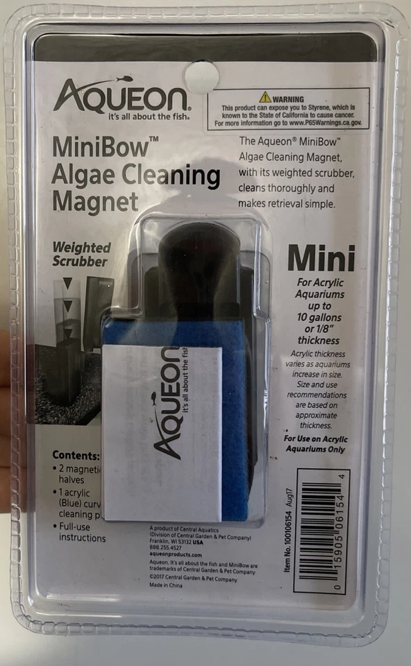 "Imán de limpieza de algas Aqueon MiniBow acrílico acuarios de hasta 10 galones o 1/8""" Foto 2 de 2