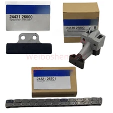 3PC Camshaft Chain Kit Hydraulic Tensioner For 06-11 Hyundai Accent Kia Rio 1.6L