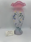 Fenton Periwinkle on Blue Burmese Vase 1999 Limited Edition Hand Painted