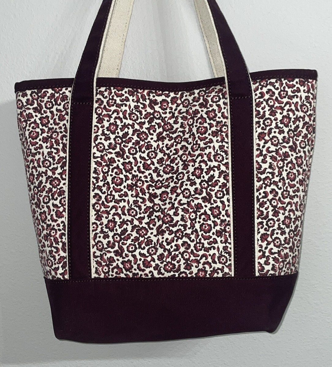 Lands End Medium Canvas Open Top Tote Antique Floral Print