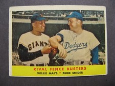1958 Topps Baseball Card # 436 Rival Fence Busters, Very Good / Good Condition