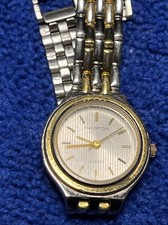 #813-Halston Ladies Wristwatch Dual Tone Silver/Gold Quartz Watch #241-400-101