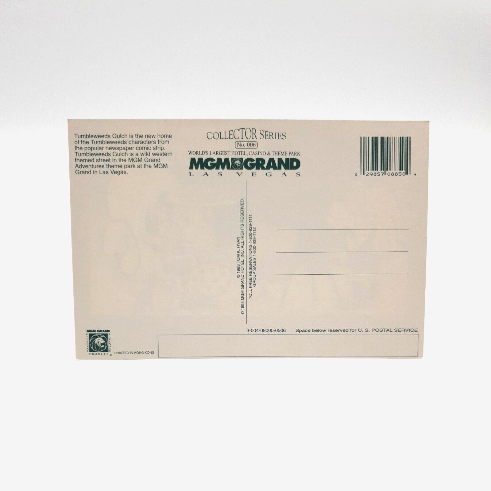 Tumbleweeds Gulch MGM Grand Postcard Collectors Series 006 Vintage 1993