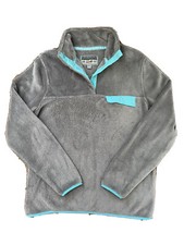 Jachs Cabin Grey and Blue 1/4 snap sherpa Fleece Pullover sweater Jacket Medium