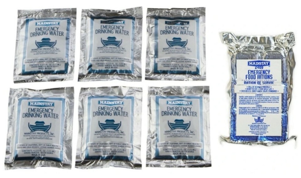 2400 calorie Food & 6 Water Emergency Survival MRE Bar Car Kit Mainstay