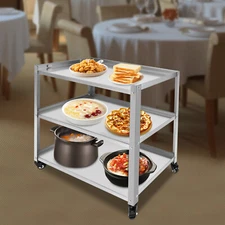 3 Tier Kitchen Trolley Cart Utility Serving Storage Rolling Cart Stainless Steel