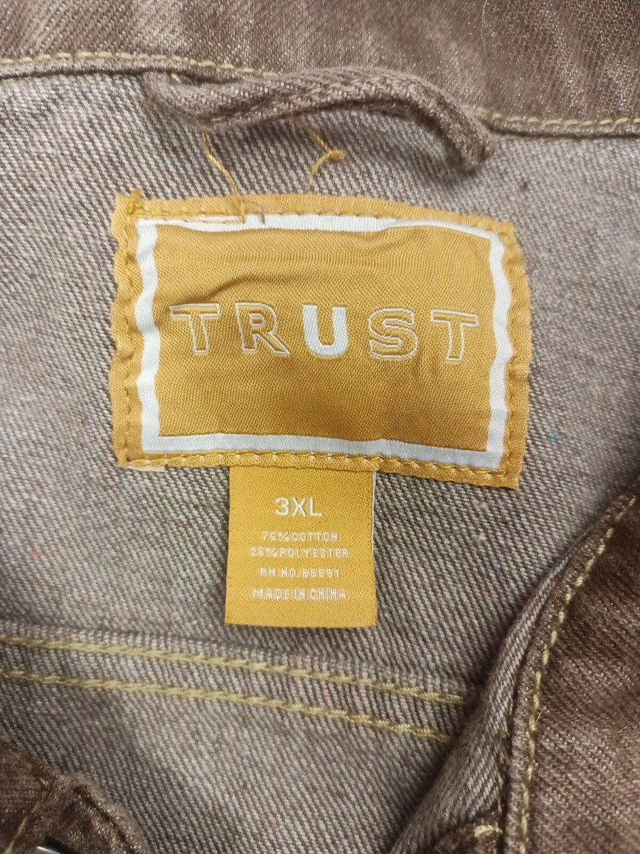 omy様 Trust Jeans Brown Denim Jacket Unisex Adult Size 3XL. boho