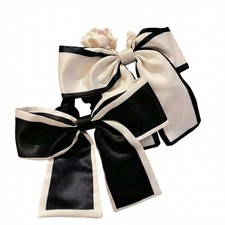 Bow Hair Scrunchie Black Cooling Technology Low Ponytail Hair Accessory 2 Pack