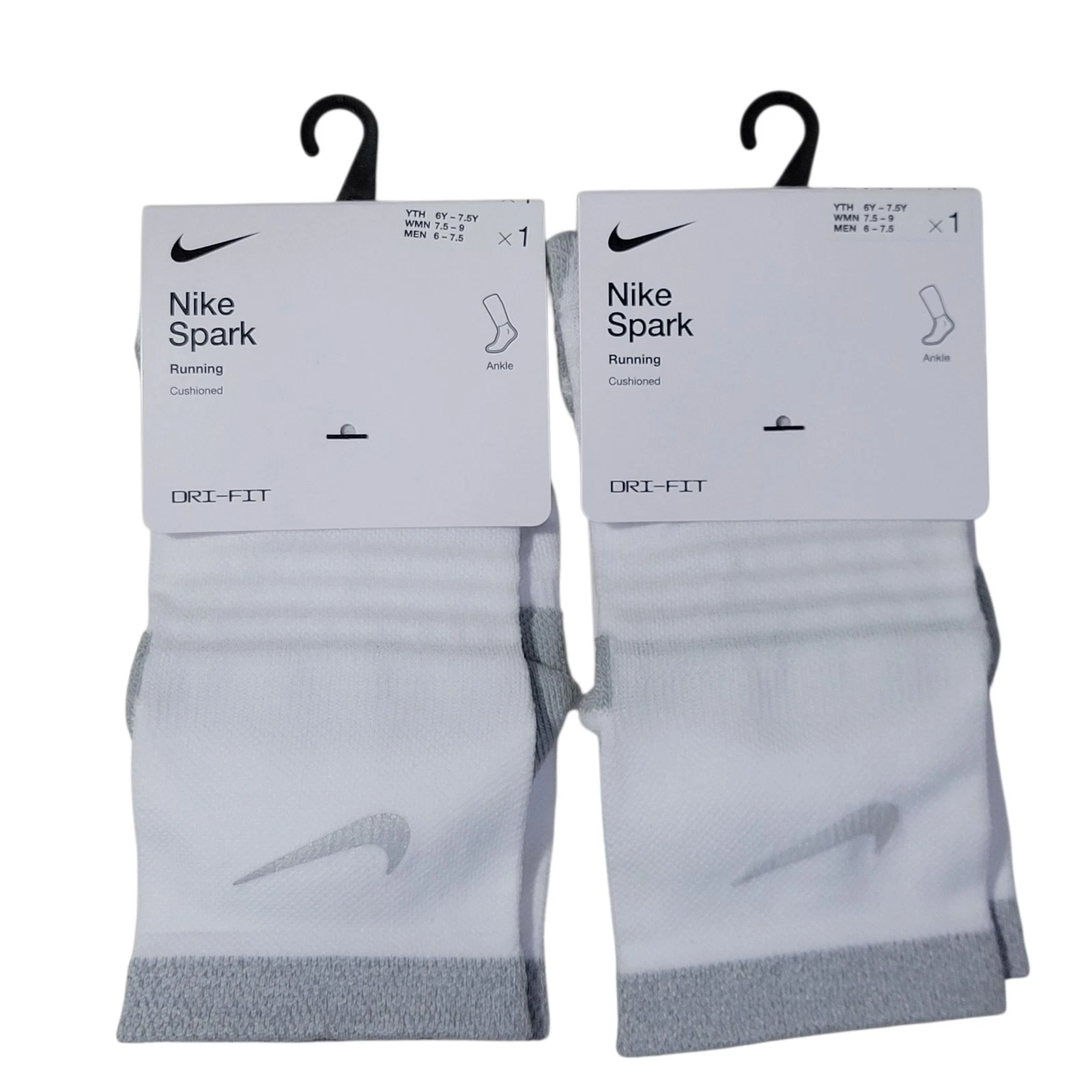 Nike Spark Cushioned Running Ankle Socks Women 7.5-9 Men 6-7.5 Reflective 2 Pair