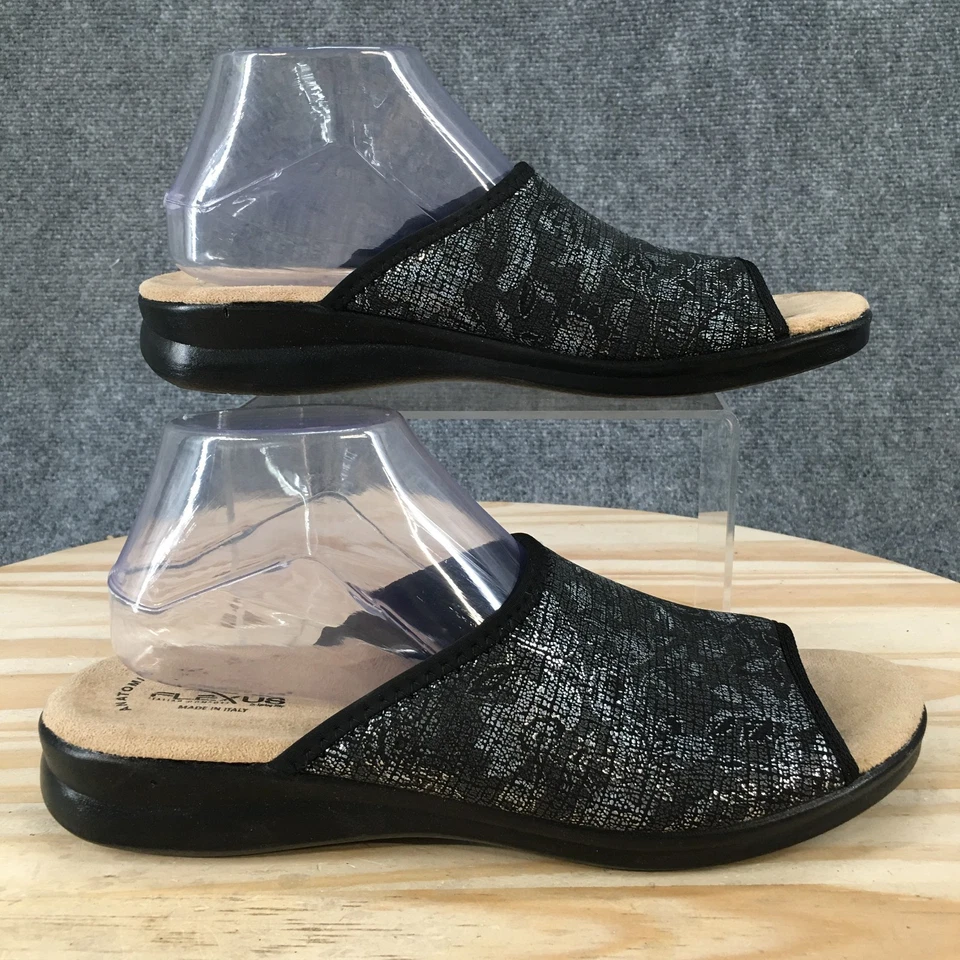 Flexus By Spring Step Sandals Womens 42 Nyaslide Casual Slip On Metallic Black - Image 2 of 4