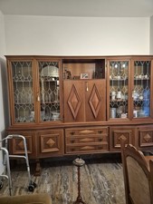 Antica Vetrina  Cristalliera in legno d' epoca 900