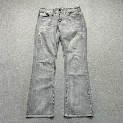 Buckle BKE Aiden Boot Cut Jeans Mens 28 X 30 Gray Distressed Denim