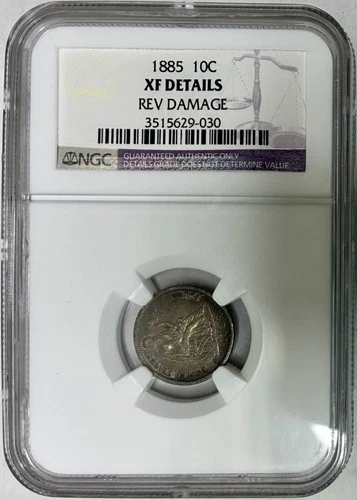 1885 Seated Liberty Dime, NGC XF Details, Reverse Damaged
