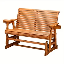 wooden rocking gliding bench
