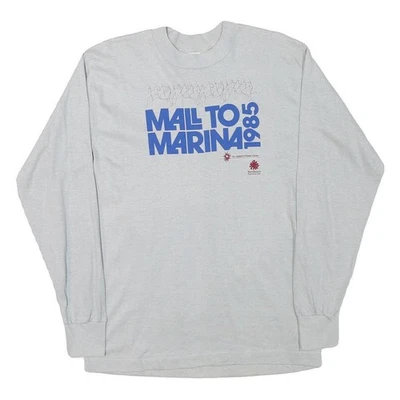 HEF-T T-Shirt Hommes Gris Mail À Marina 1985 Manches Longues Col Rond L - Photo 1/4