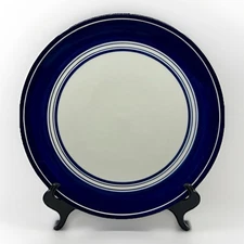 5 DANSK Hand Painted Cobalt Blue Rim Stoneware Dinner Plates 10 3/4", Set of 5