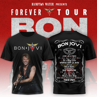BON JOVI 2026 USA Forever Tour, The Greatest Hits All Over Shirt - Size S to 5XL