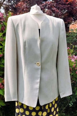 Designer Gerry Weber wool pastel mint green button pattern jacket blazer UK 12
