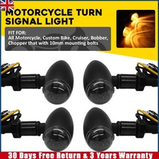 4x Smoked Motorcycle Turn Signal Lights Indicators For Chopper Bobber Cafe Racer