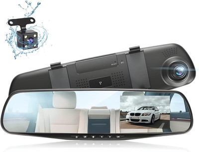 Car Dash Cam Backup Rearview Mirror Camera, 4.3'' Full HD 1080P Smart Rearview Mi