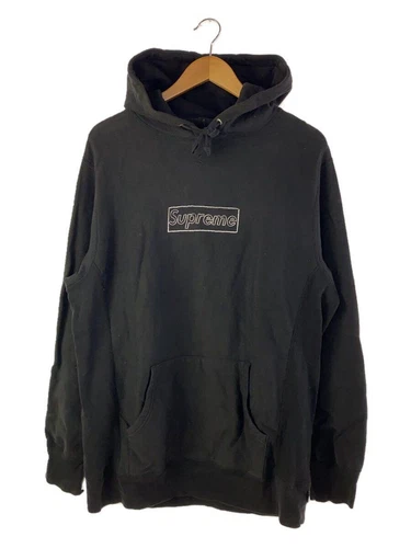 Felpa Supreme con cappuccio Kaws logo gesso L cotone nero usata