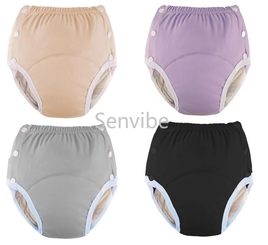 2-Pack Adult Cloth Diapers Reusable Washable Incontinence Underwear Snap Closure