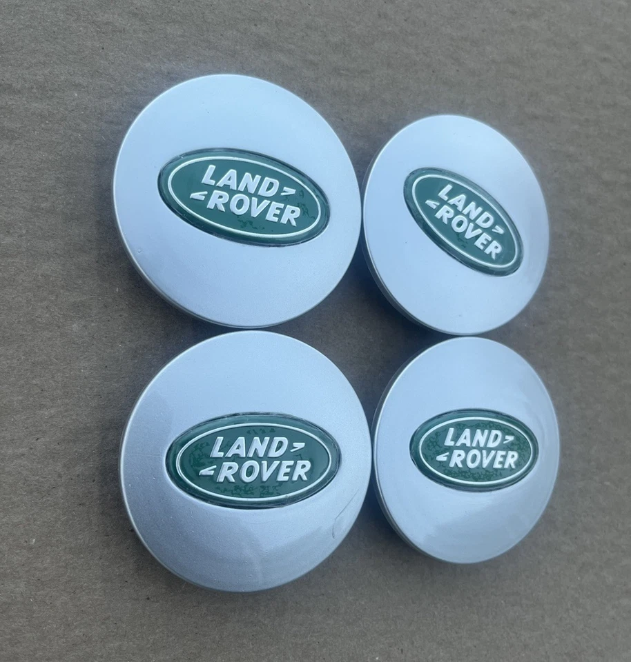 4x, Juego de tapacubos centrales de rueda Land Rover plateado-verde, centro HSE Land Rover Foto 2 de 4