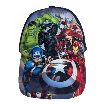 Marvel Avengers Hat Youth 4-8 Yrs Blue Adjustable Strap Back Lt Mark