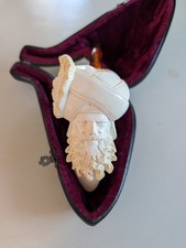 Belle pipe à tabac sculptée sultan non fumé avec étui