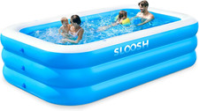 Inflatable Family Pool 10ft Large Garden Paddling Pool w/ Seats Cup Holders