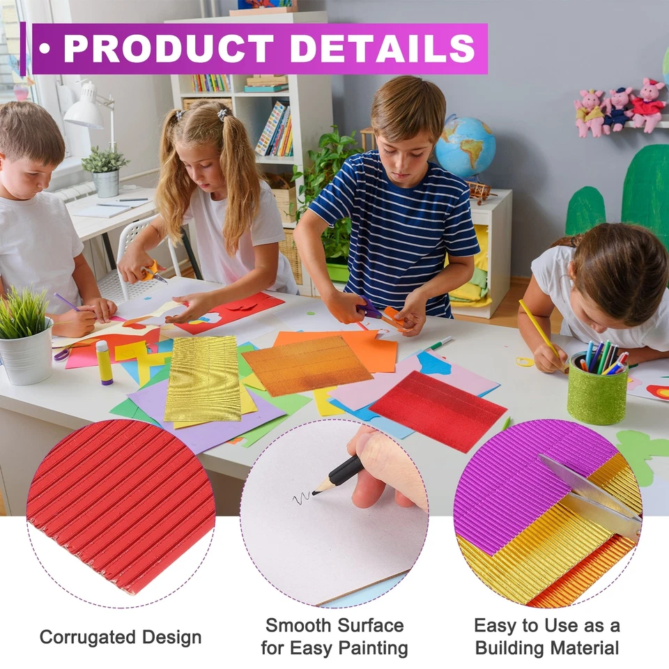 10 Sheets A4 Red Metallic Corrugated Cardboard Paper for DIY - Image 3 of 4