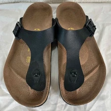 Birkenstock Gizeh Black Thong Sandals Cork Footbed Comfortable Size 37 US 6.6.5