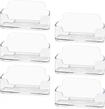 6 Pack Clear Acrylic Business Card Holder Stand – Desk Display Organizer 