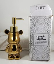 Small Bathroom Soap Dispenser with Pump, Cute Bear-Shaped Design Gold